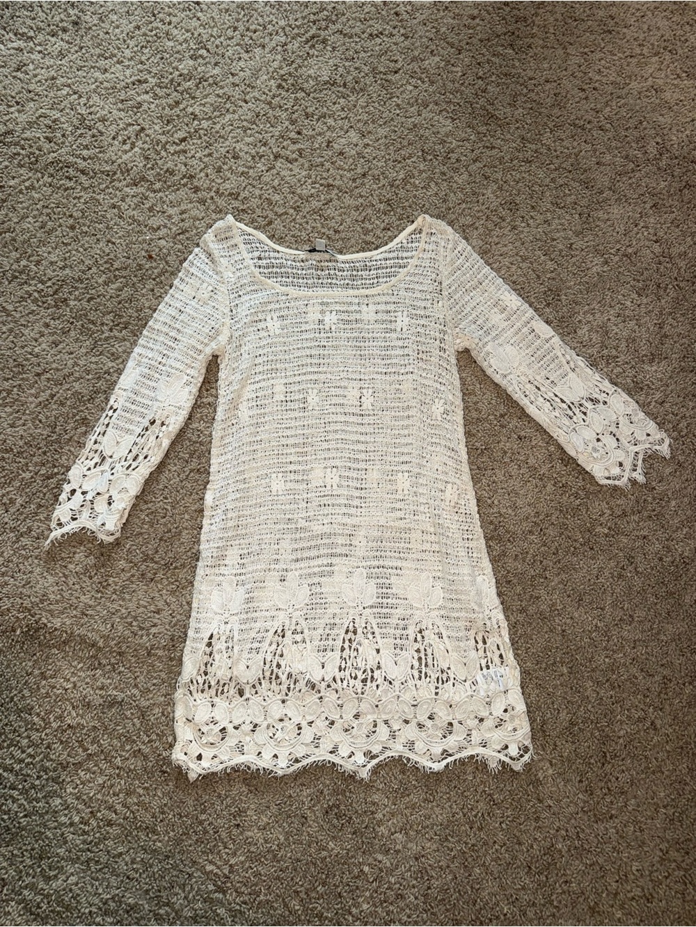 American Eagle Lace Crochet White Women’s Dress - Stylish Scoop Neck
